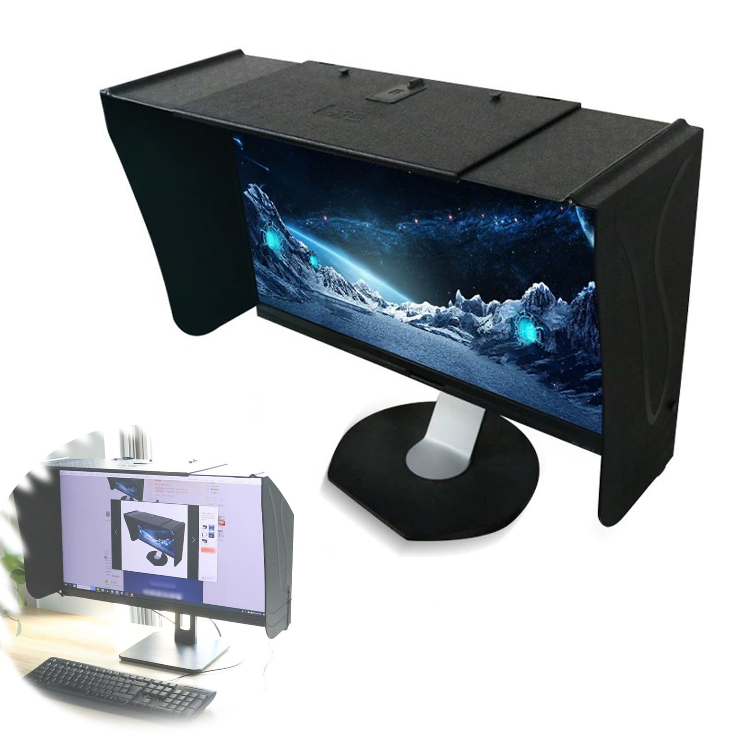 Stdzqcwy Light Computer Monitor Hood Shield, Anti-Peeping Screen, Width 16-28 In Sun Visor, For Printing And Retouching Design, Desktop & Laptop Computer Sun Shade