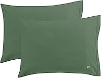 Vista 12 de Lacoste Par de fundas de almohada 100% algodón percal, sólido, gris oscuro, tamaño King