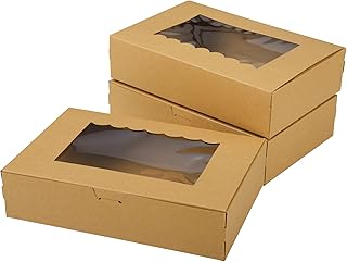 KEYIDO 20 Pack Kraft Cookie Boxes with Window, 8.5”×5.5”×2” Sweet Boxes Empty Gift Packing Boxes, Kraft Bakery Boxes for Muffins Pastry Cupcake Candy Pie