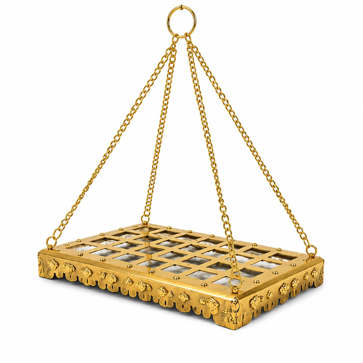 Brass Hanging Jhula for Laddu Gopal | Decorative Pooja Swing with Metal Chains | Temple Jhula for Krishna Idol | Home Mandir Decor | Janmashtami Gift-image-40