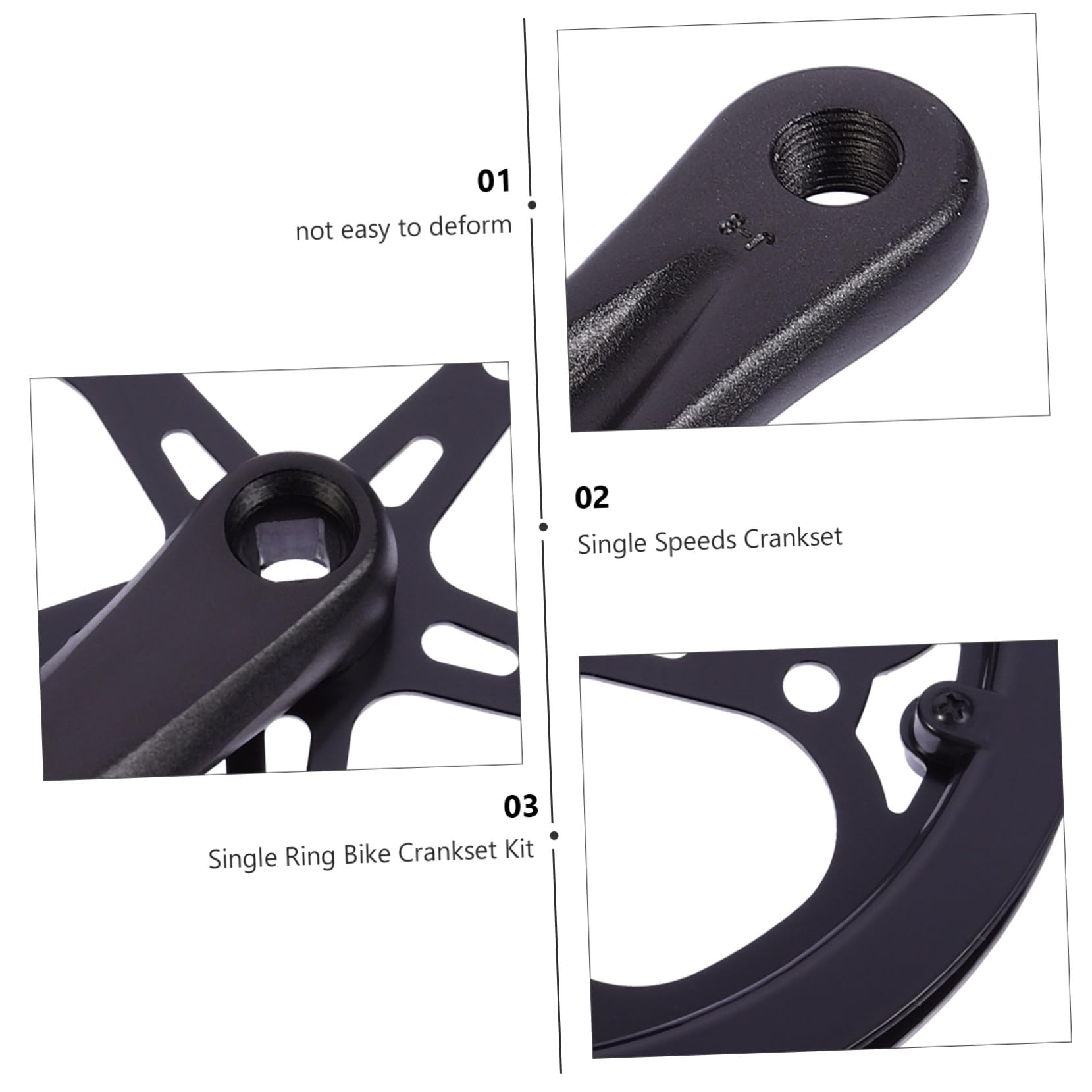 Alasum Guarnitura Singola 170 MM 52 Denti in Ferro per Bici a velocità Singola Mountain Bike Pista Pieghevole Pedivella Cava Resistente