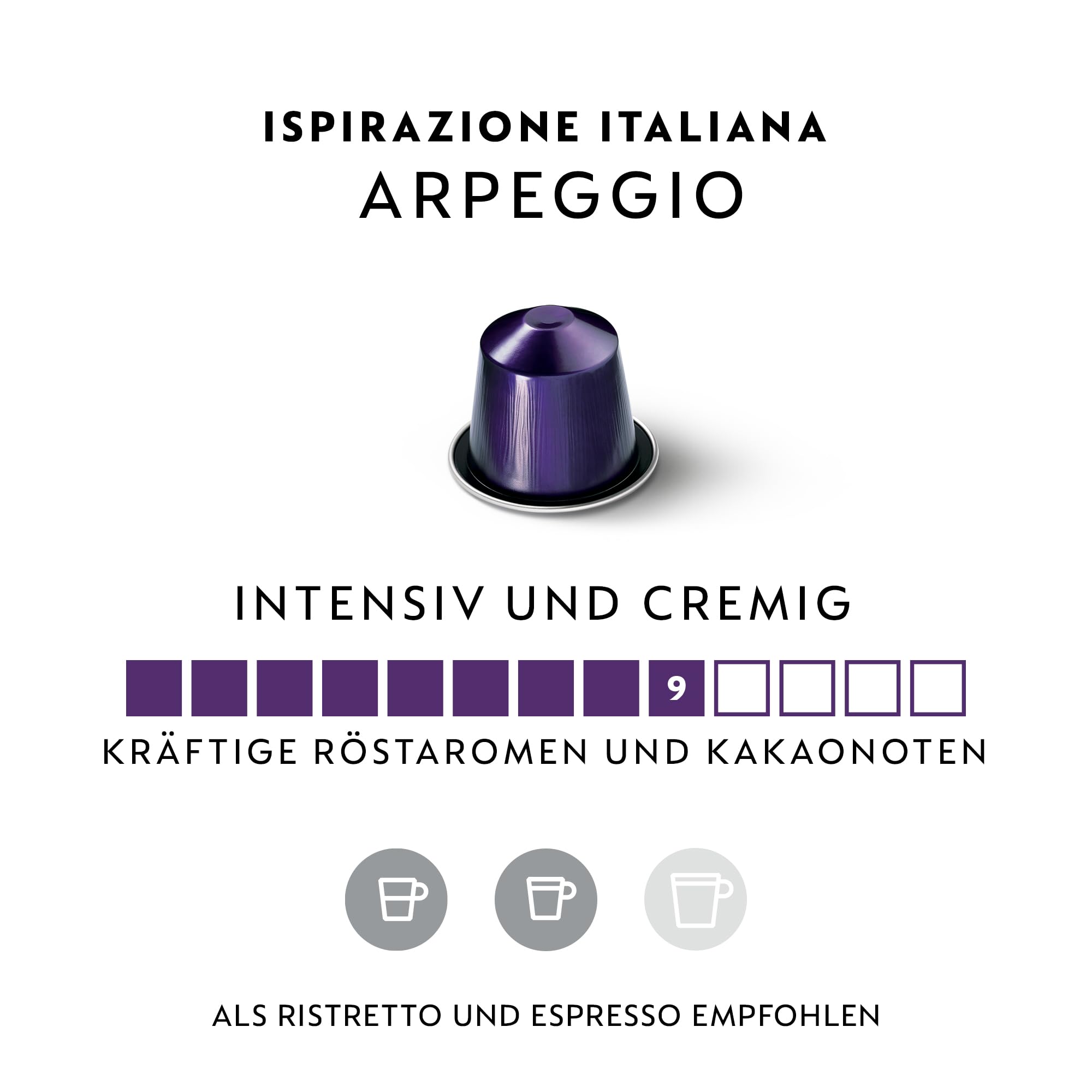 NESPRESSO ORIGINAL Arpeggio 100 Kaffeekapseln | Arabica & Robusta Kaffee, Dunkle Röstung, Intensität 9, Ideal für Espresso