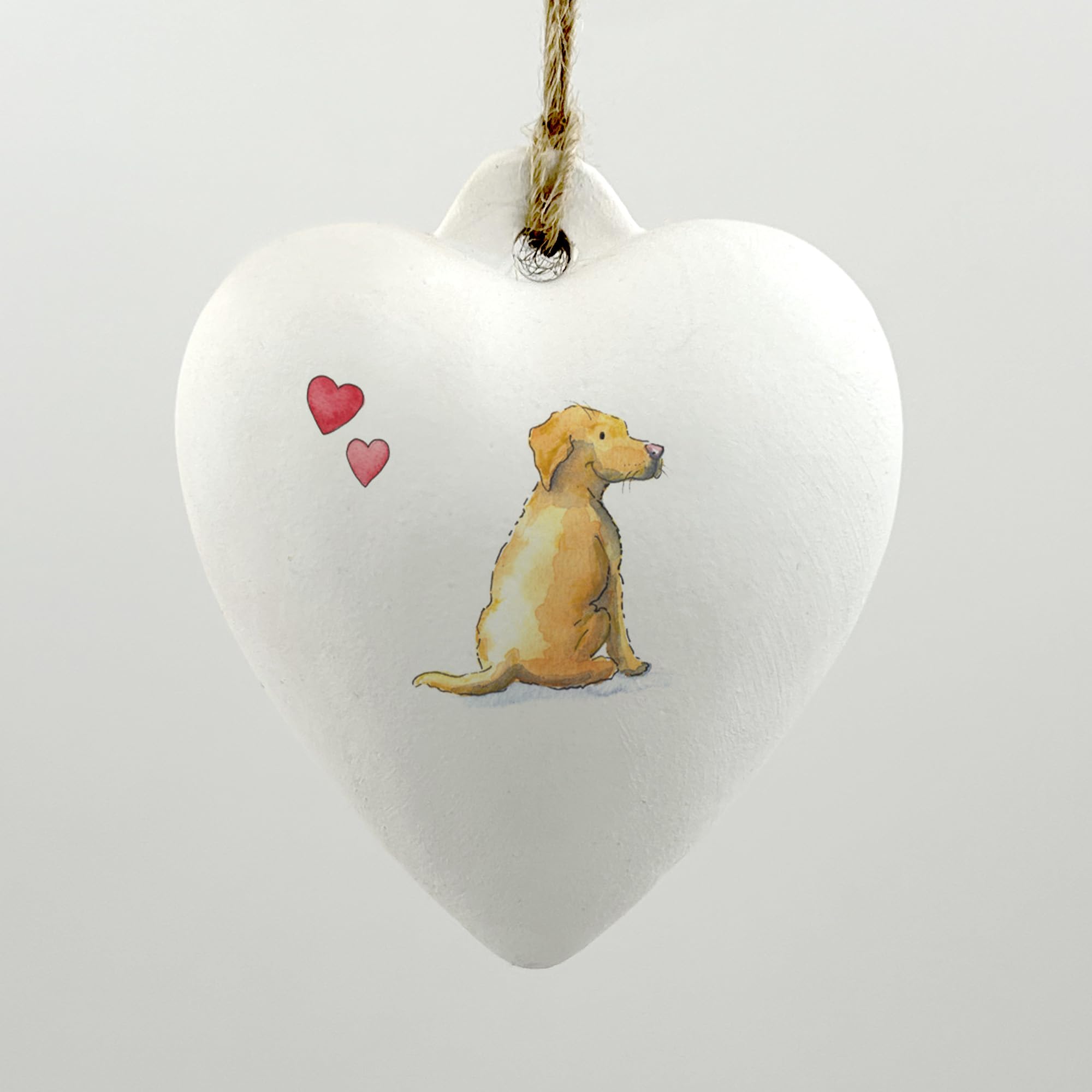 Image Industry Labrador Yellow Ceramic Heart Bauble - Dog Lovers - Gift for the Home - Hanging Ornament