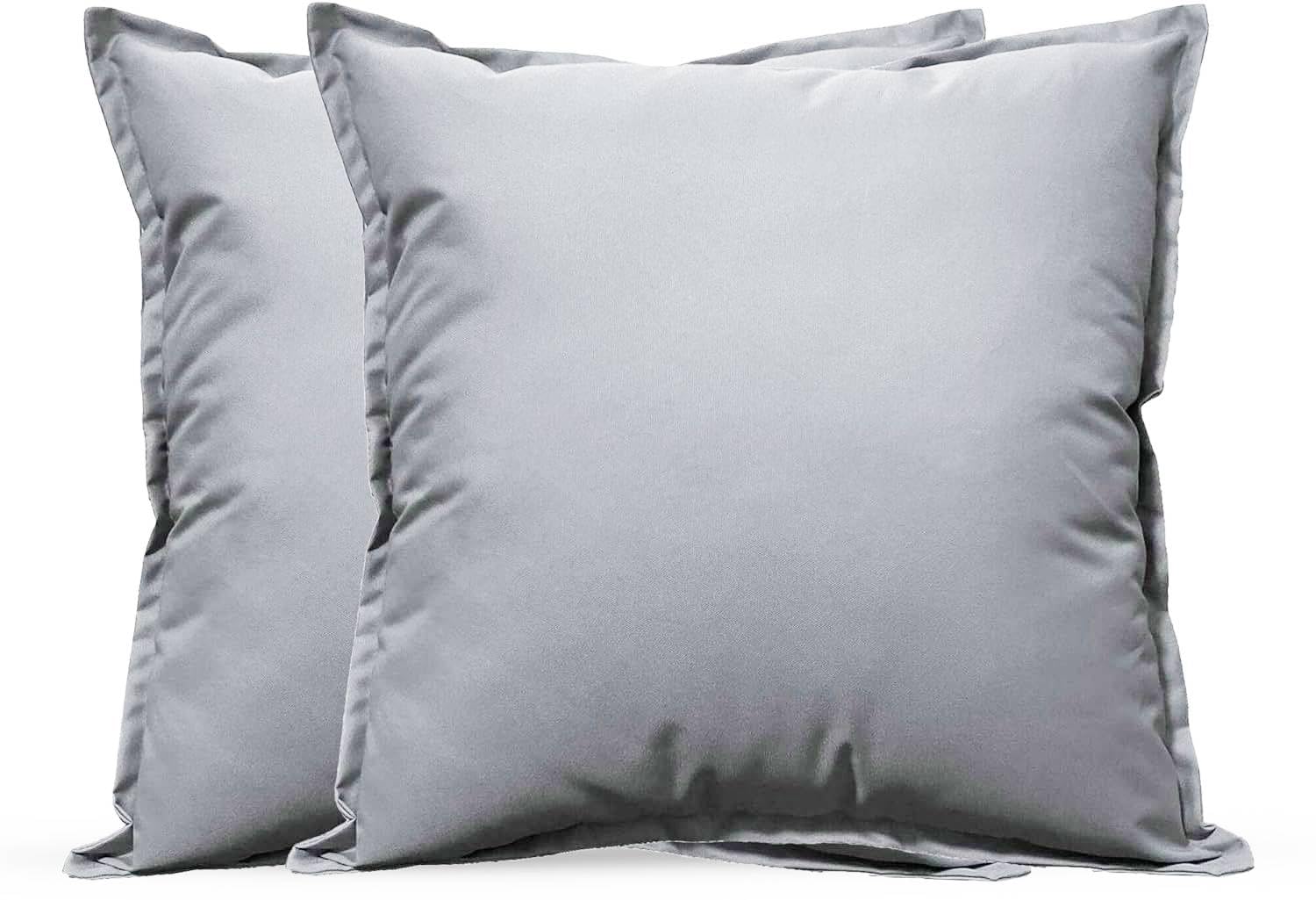 Outdoor Cushions Waterproof FILLED 2 Pack 45x45cm 18"x18" Zippered Outdoor Garden Cushions Waterproof With Cushion Covers Living Room Garden Sofa Patio (Silver, 45 x 45 cm (Pack of 2)) — image 1