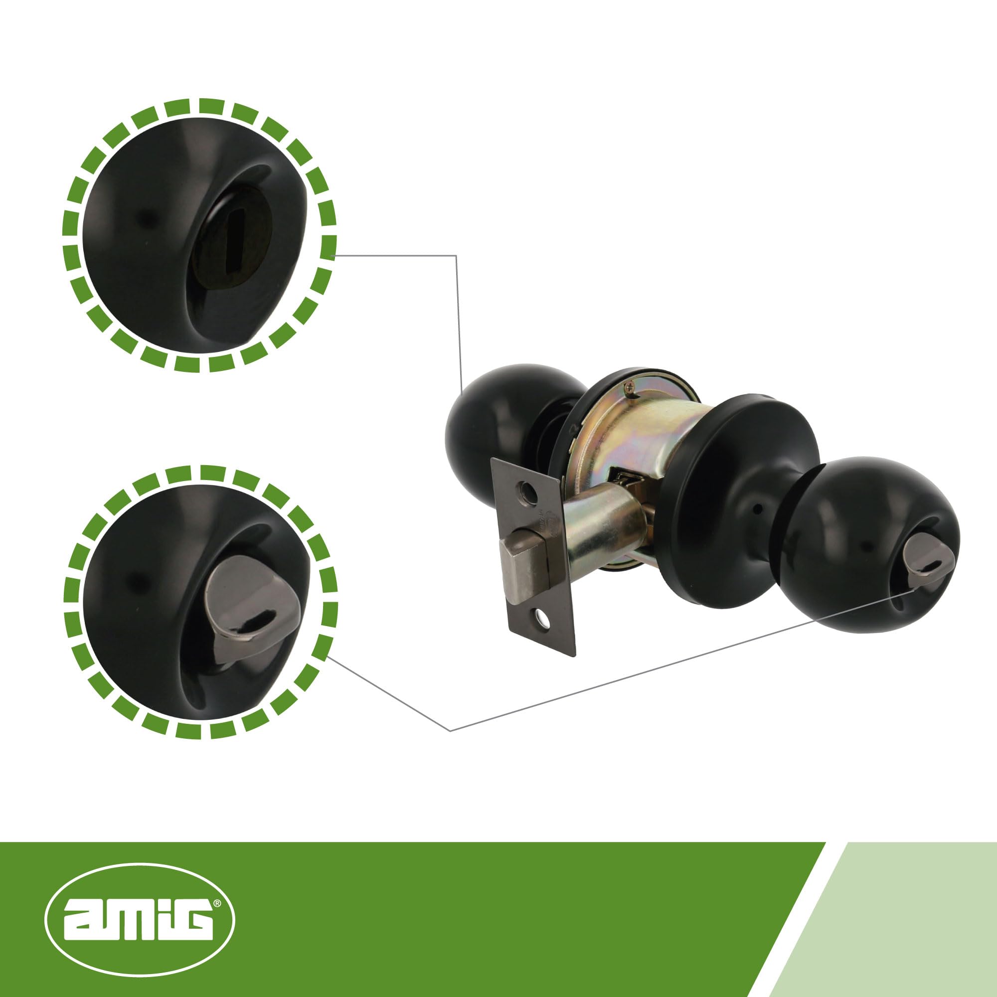 Amig 12307 Knob 612 Black Private, Schwarz - Image 3