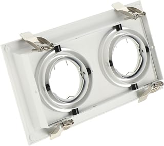 DOITOOL Soporte para Foco de Techo LED Doble Cabeza Compatible Carcasa de Montaje Empotrable Ajustable Color Blanco para Iluminación Interior