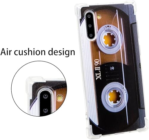 Miniatura 3 de FAteam - Funda para Galaxy Note 10 con esquinas reforzadas de poliuretano termoplástico (TPU), suave, con cinta de casete de música retro,
