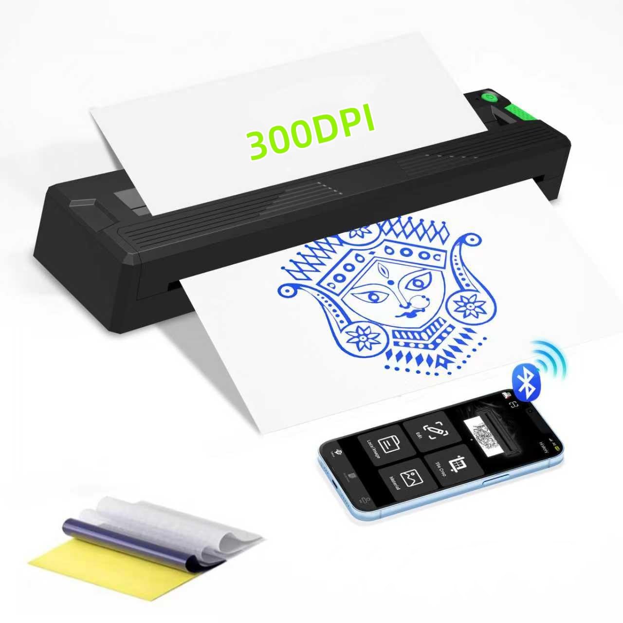 Tattoo Stencil Printer,for Tattoo Beginners&amp;Artists,Portable-Wireless-Bluetooth-Thermal-Inkless Tattoo Printer Machine with 3pcs Tattoo Transfer Paper,Compatible with Phone/Pc
