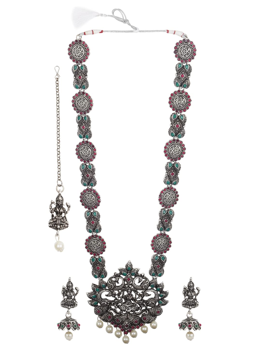 Matushri Art Brass Brass Necklace Set for Women (Silver)