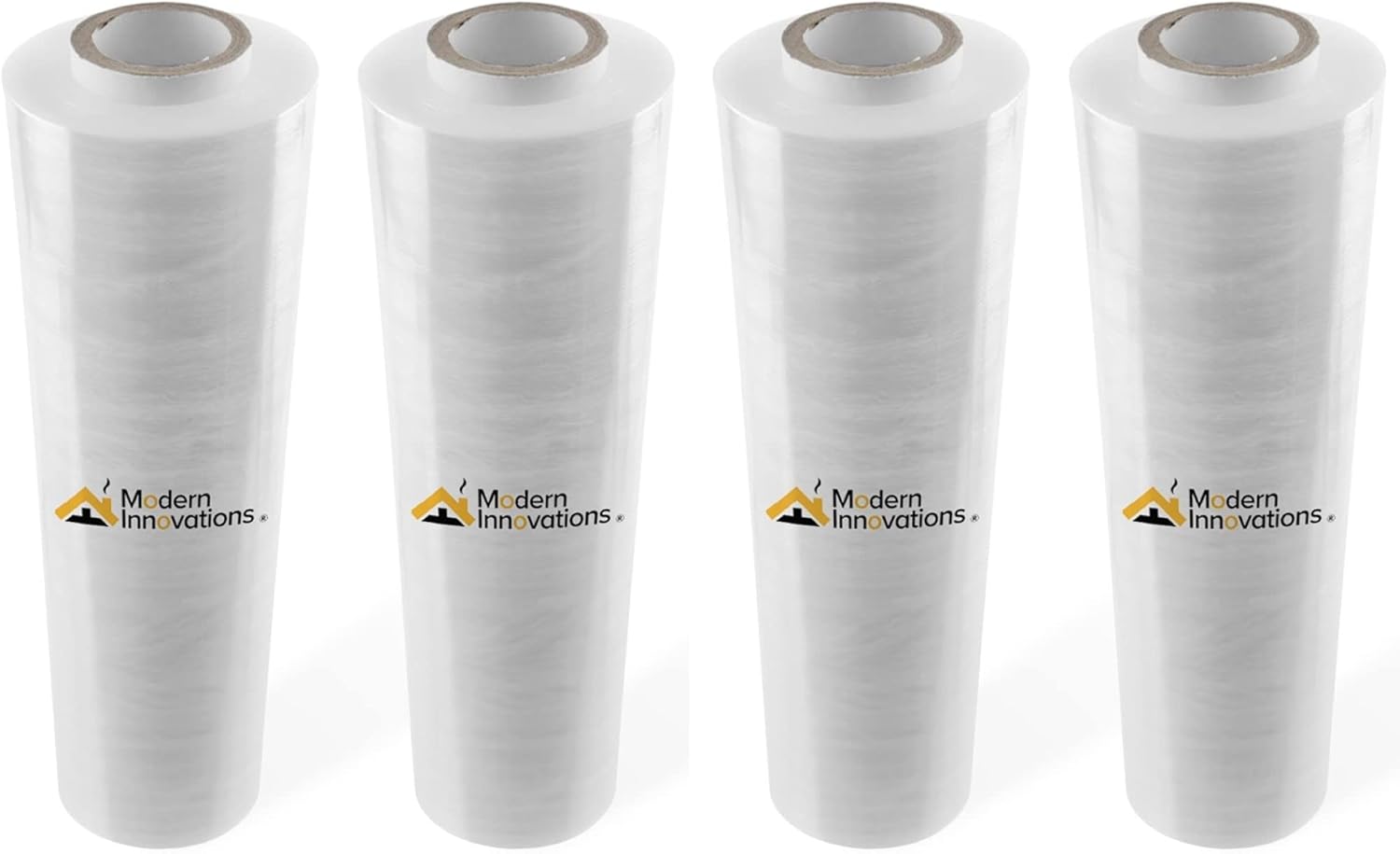 Modern Innovations 15 Inch Clear Stretch Wrap Replacement Roll (4 Refill Rolls-4000 Feet) No Handle, Shrink Wrap for Moving, Packing Supplies for Wrapping Furniture, Plastic Pallet Cling