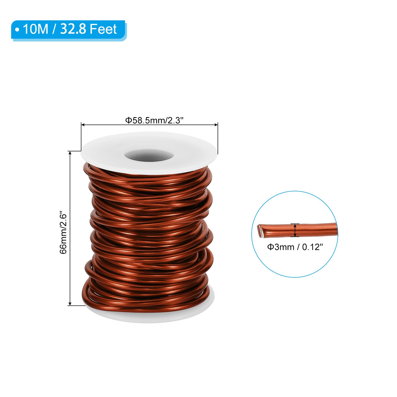 PATIKIL 8 Gauge 3mm Aluminum Craft Wire, 32.8Ft Metal Wire Armature Bendable Wire for Jewelry Making Metal Wrap DIY Bronze - Image 2