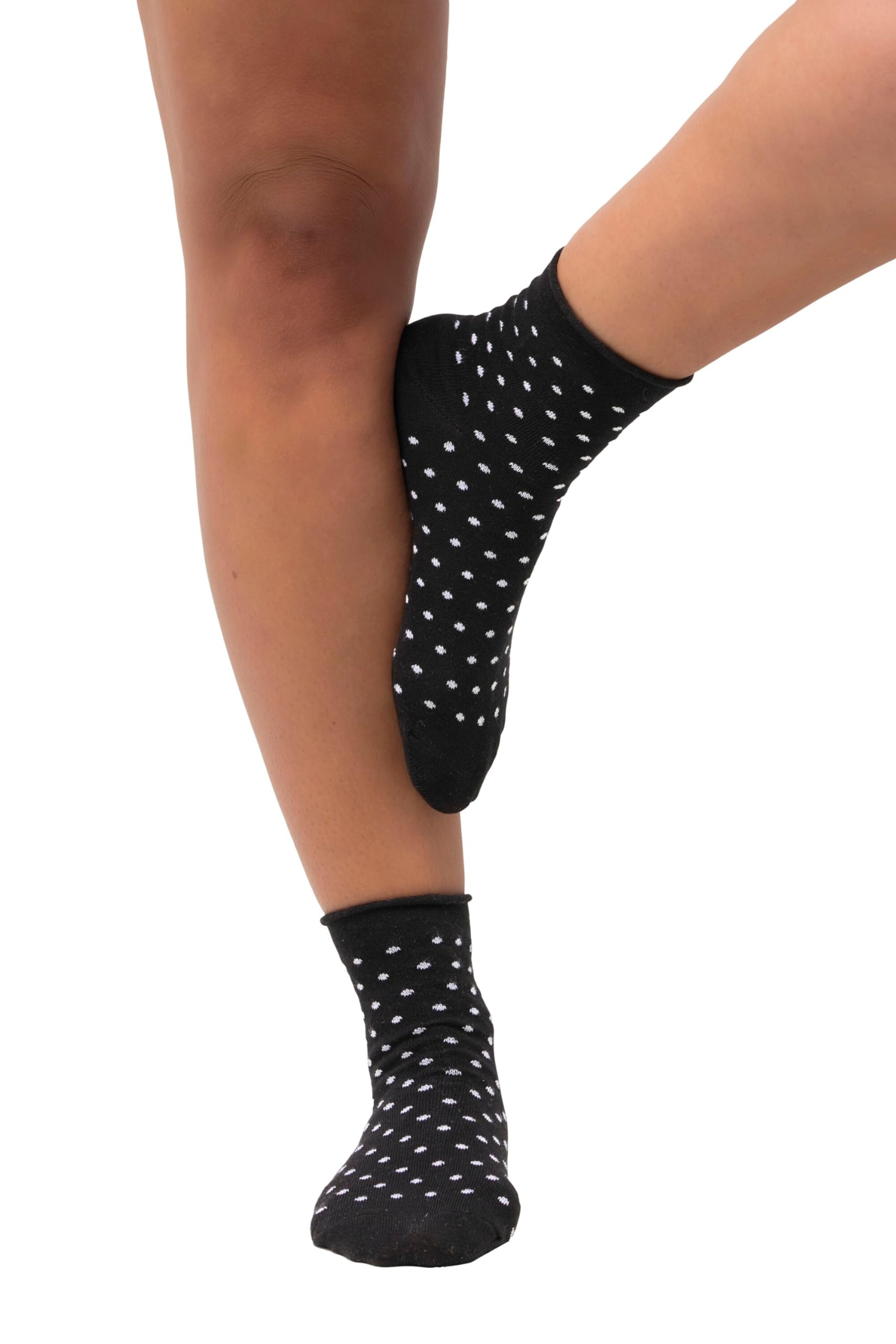 Ulla Popken Women's Strümpfe mit Rollrand, Punkte Socks, Black, One Size