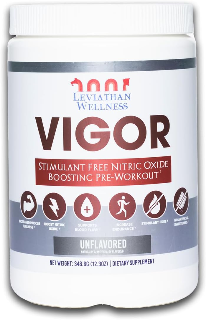 Vigor – Stimulant Free, Nitric Oxide Boosting Pre-Workout Powder, 30 Servings (Unflavored)