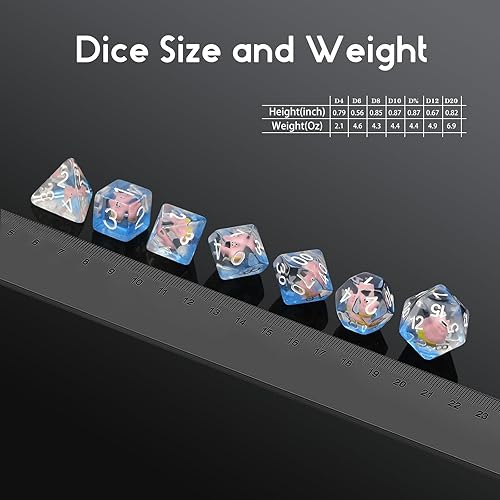 Miniatura 173 de DNDND - Juego de dados DND de resina de 7 piezas con bolsa de terciopelo para juegos de rol D&D y juegos de mesa