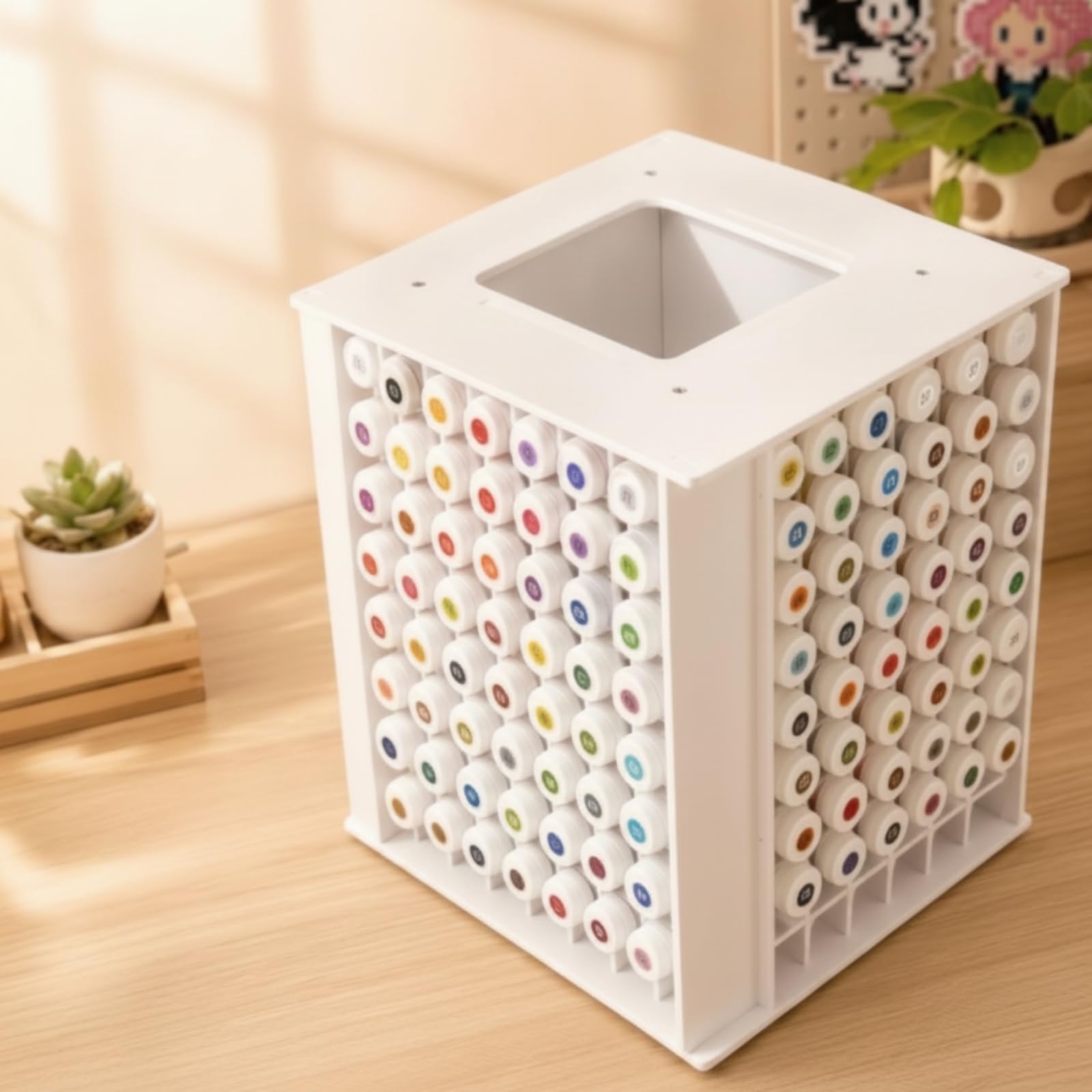 rockible Tour Tri avec Base Rotative Compact Organisateur Rotatif Organisateur avec Séparateurs pour Bureau, 240 Trous - Modèle Boîte Carrée Verticale Plateau Tournant En Plastique