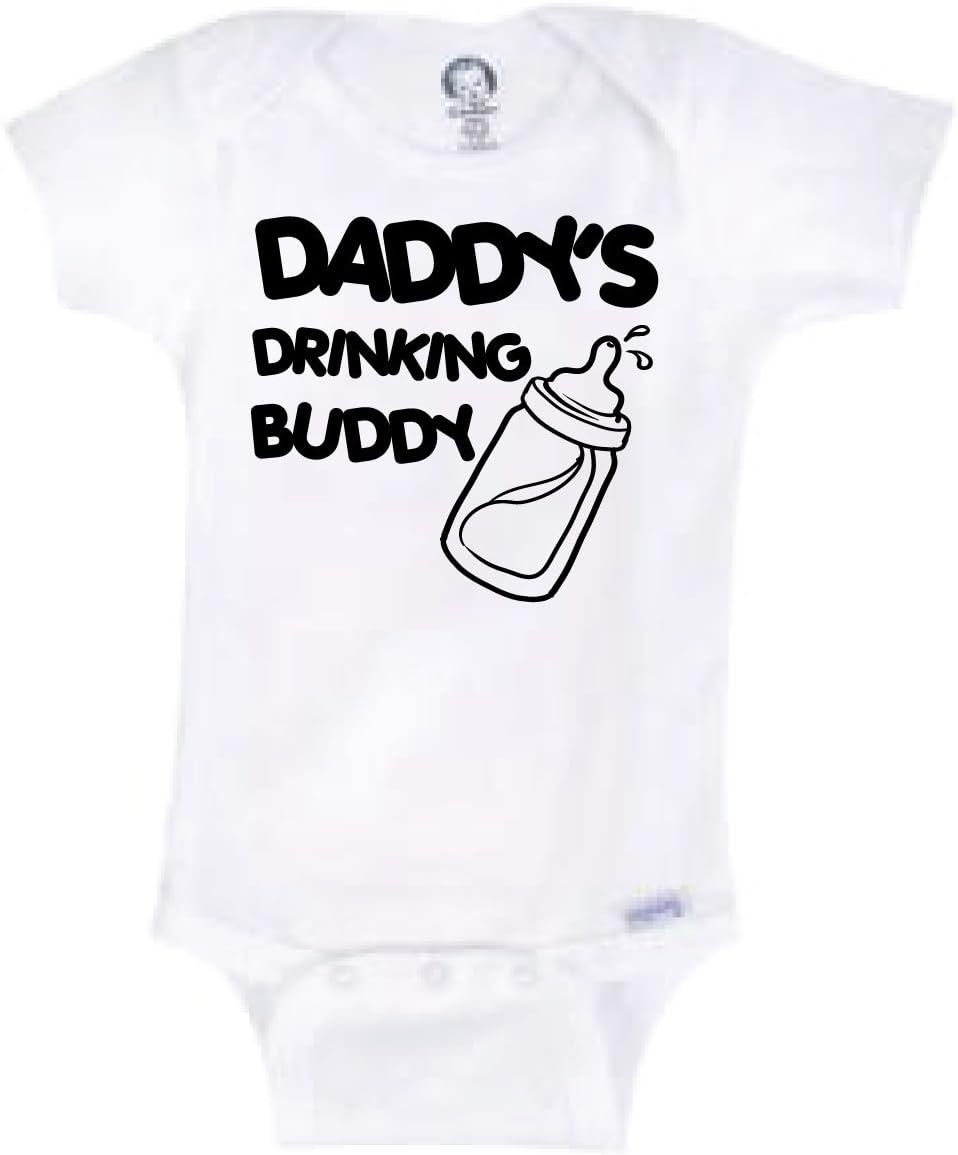 Daddy's Drinking Buddy Funny Baby Cotton Bodysuit Romper 1 Piece Novelty Unisex Shirt Underwear