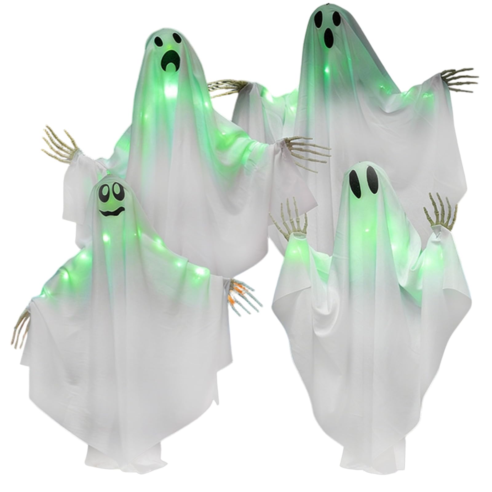 Whoasyst Large Glowing White Specter Hanging Pendant for Halloween Outdoor Party Decoration Ornament with LED Light Outdoor Halloween Hanging Deck