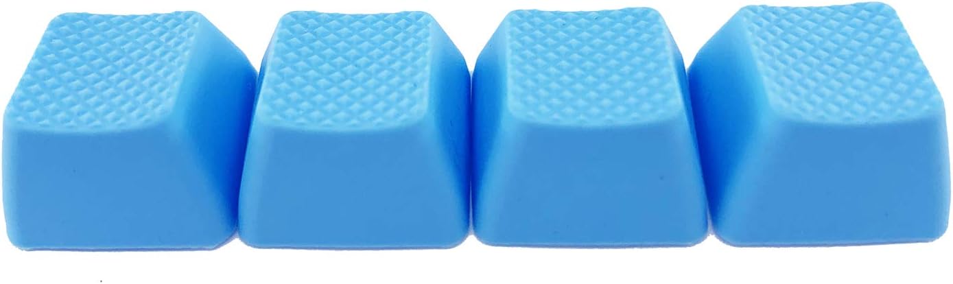 Big Chic Blank TPR Rubber Gaming Keycaps 4 Keys Set 1u for Cherry MX Mechanical Keyboards Compatible OEM (R4, Neon Blue)