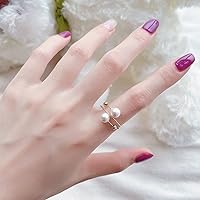 Vista 8 de Anillos abiertos minimalistas ajustables de joyería con cristal y perla para mujer, madre, regalo