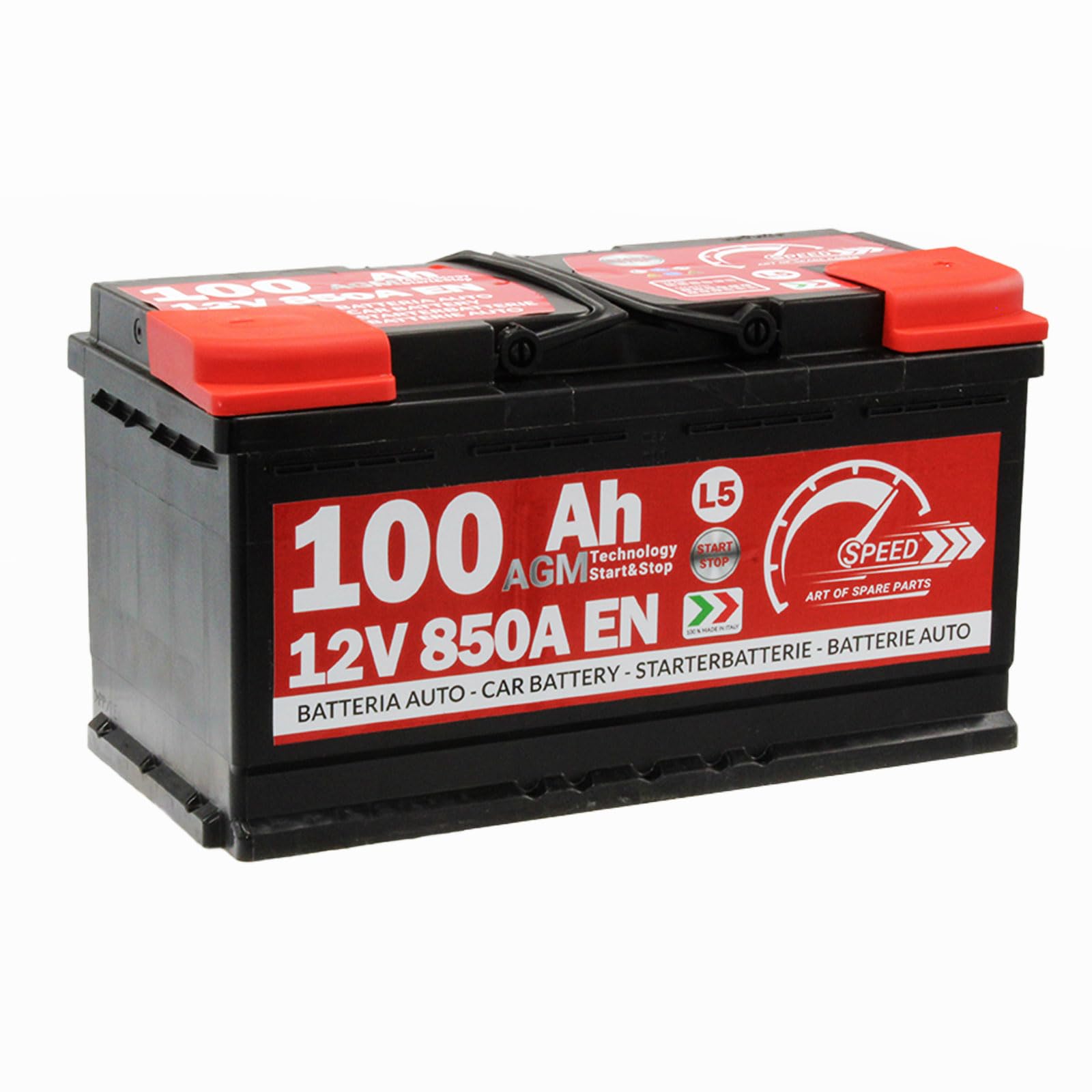 SMC bateria Auto Speed 100Ah AGM 850A L5 Start Stop polo positivo a destra 353x175x190mm