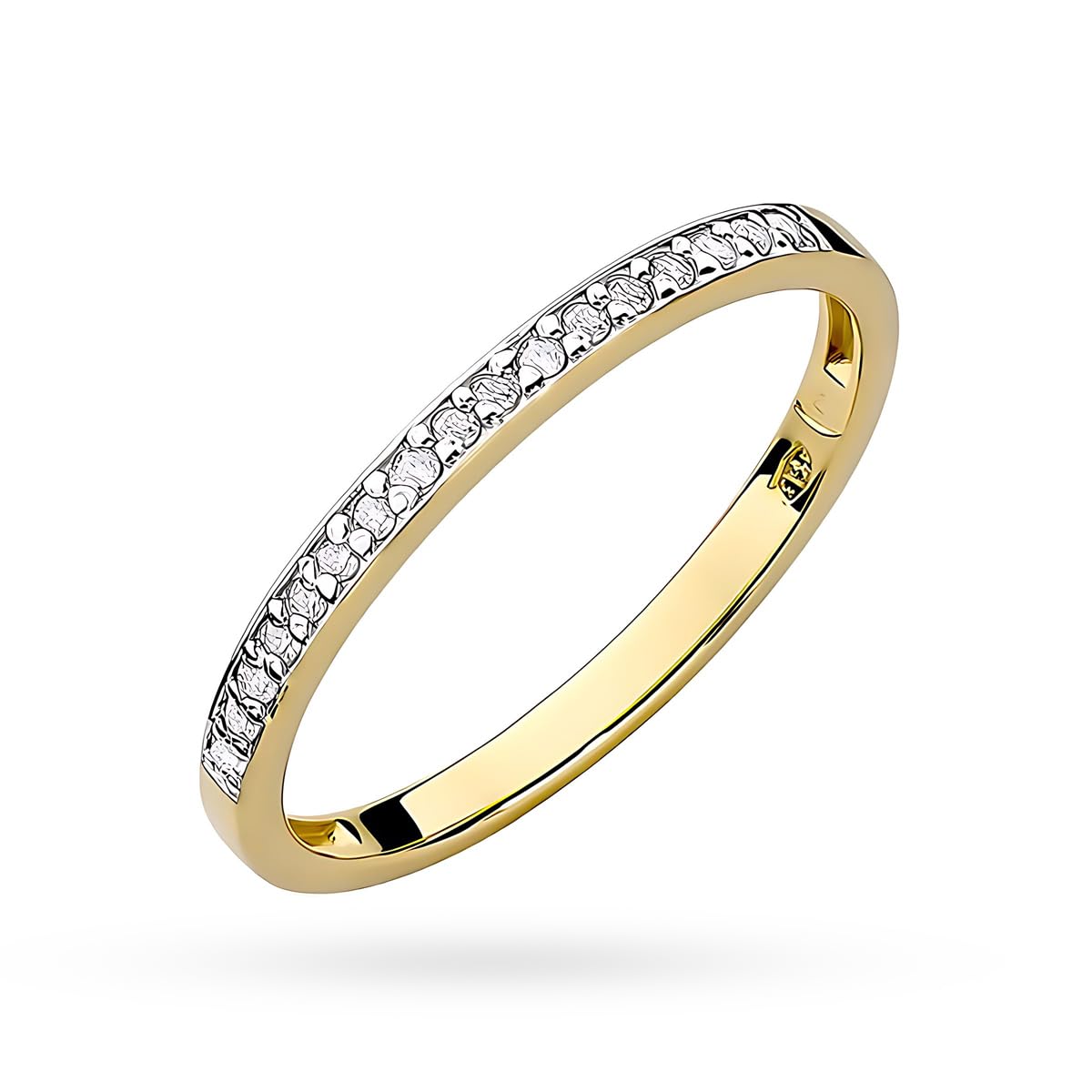 MARKO Ehering Damen Gold 585 Echtgold – Memoire Ring mit Labor Diamanten – 14 Karat Goldring Damen, Diamantring rundum, Goldschmuck