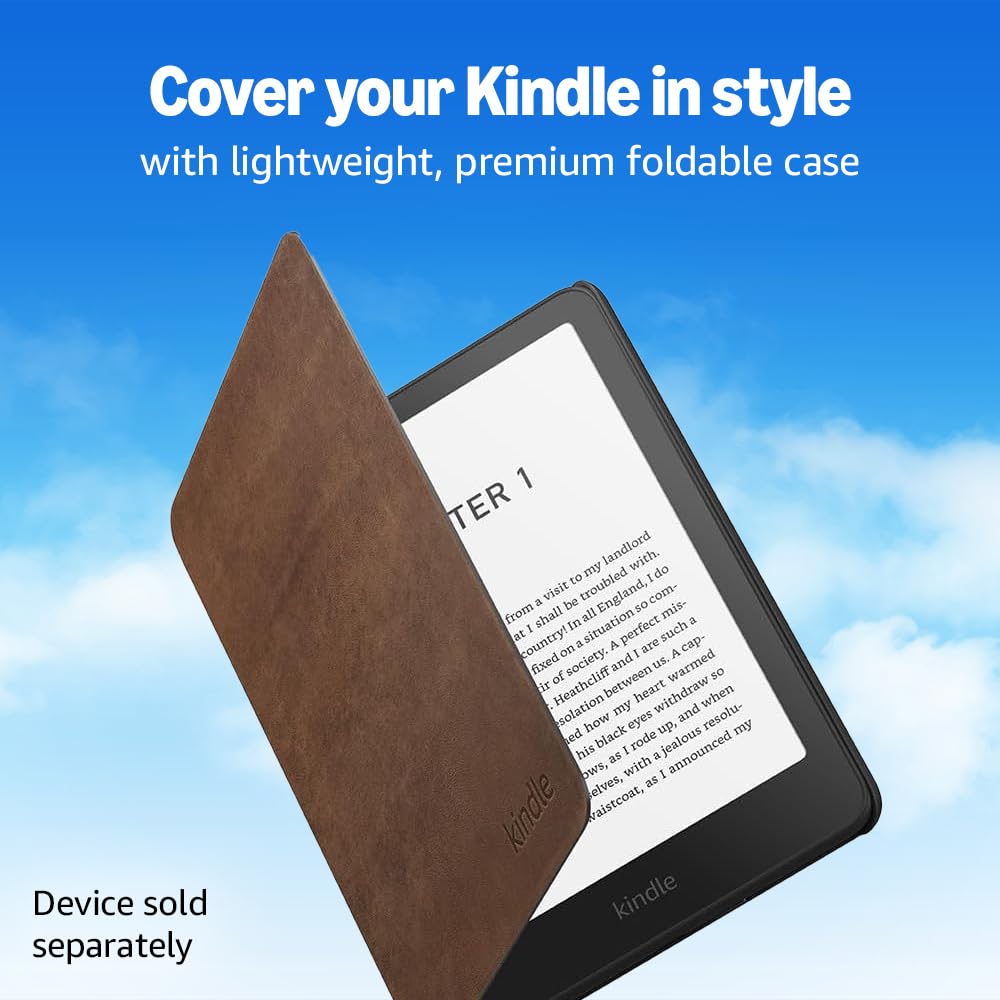 Amazon Kindle Paperwhite and Amazon Kindle Colorsoft Case, Lightweight and Water-Safe, Foldable Protective Cover – Premium Leather