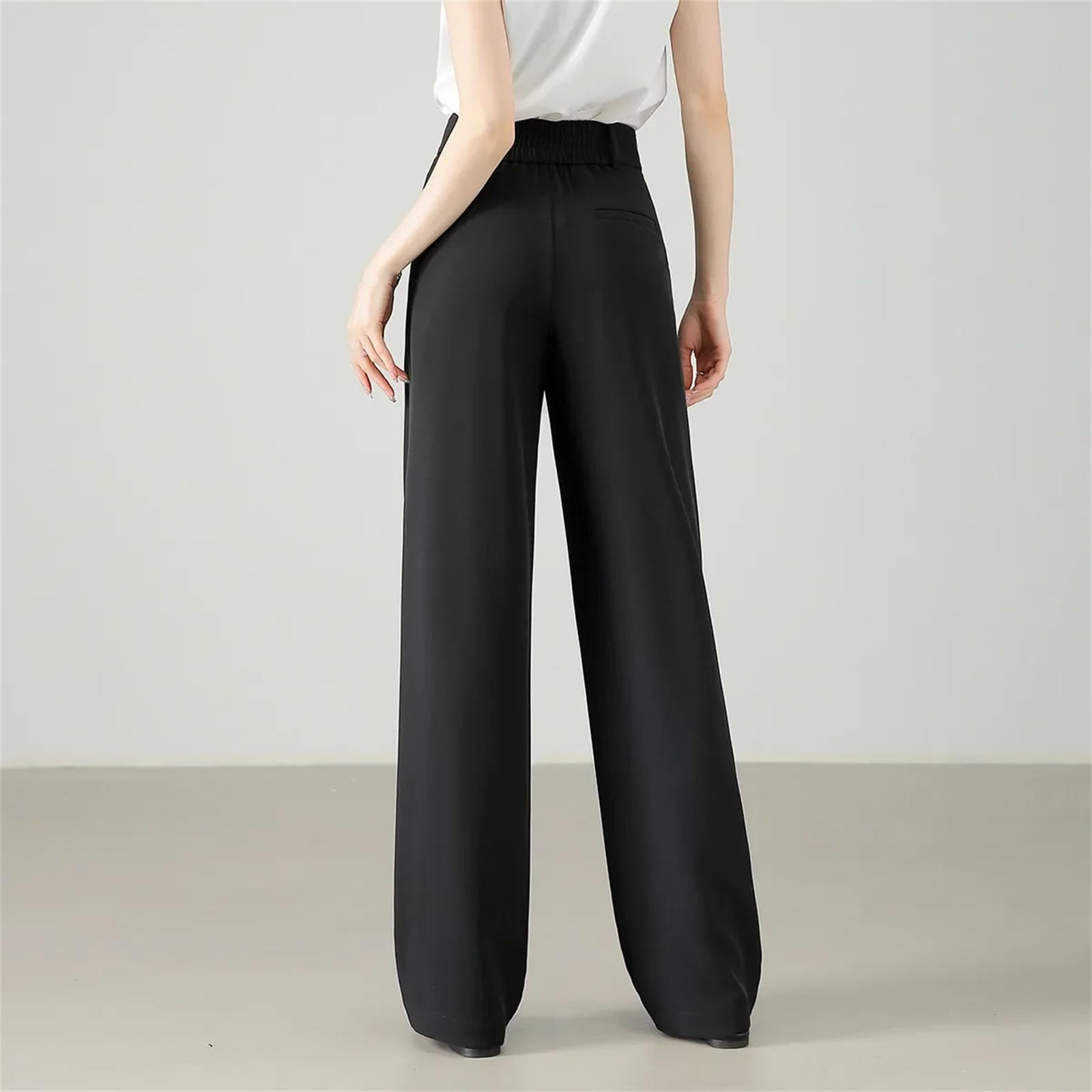 Pantalones de vestir casuales rectos para mujer, de verano, con protección solar, de secado rápido, pantalones de moda con cintura elástica