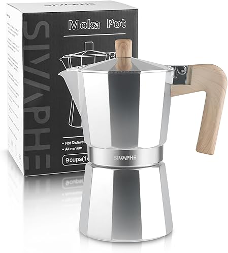 Miniatura 14 de Sivaphe Olla de Moka de Aluminio de 6 Tazas de Espresso, Percolador para Café Expreso y Café, Cafetera Portátil para Estufa, Italiana y Cubana para
