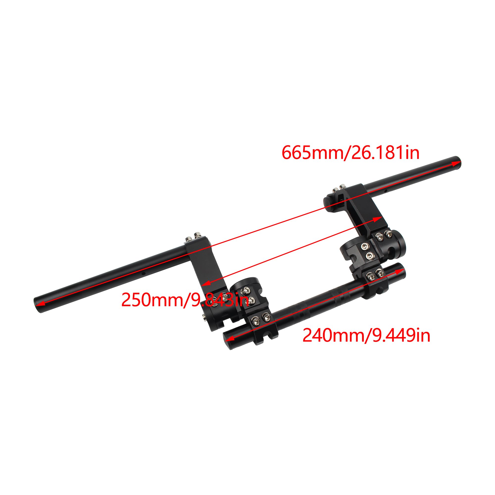 22MM Guidon Moto réglable,CNC Guidon Amovible Compatible avec Moto Tout-terrain Remplacement pour Dirt Bike Motocross Scooter 125cc Noir