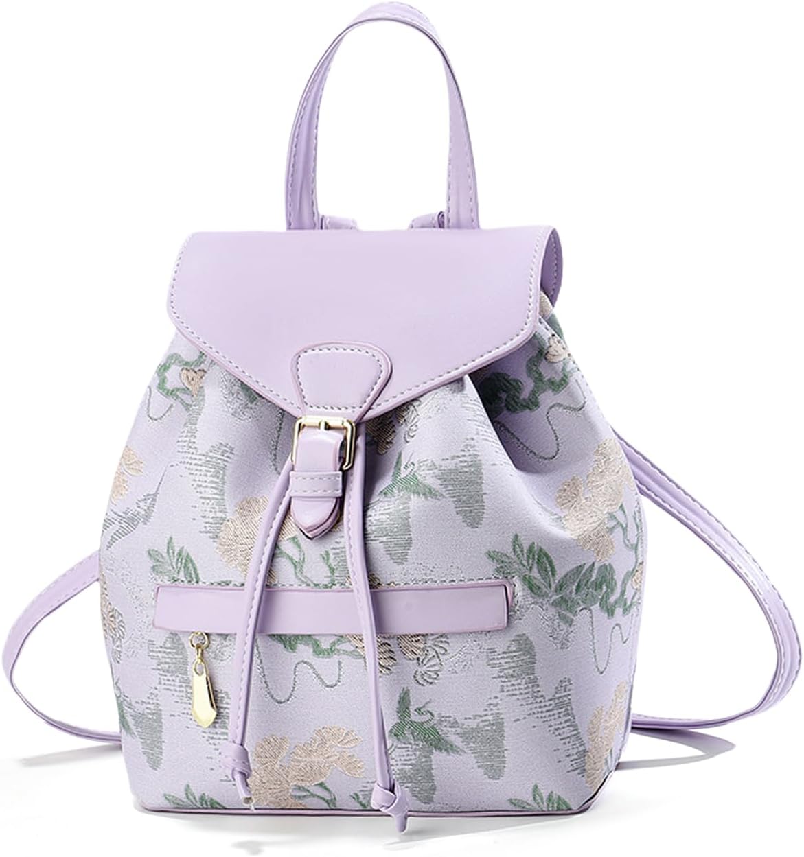 NICOLE & DORIS Fashion Mini Backpacks Women Backpack Flowers Small Cute Backpacks Anti Theft Rucksack Girls Daypack PU Leather Handbag Backpack with Flap