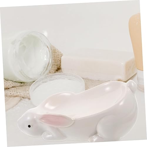 Miniatura 2 de Caja de joyería de cerámica de almacenamiento Jabón Estante de almacenamiento tridimensional clave Decoración suave Bandeja blanca Jabonera Conejo