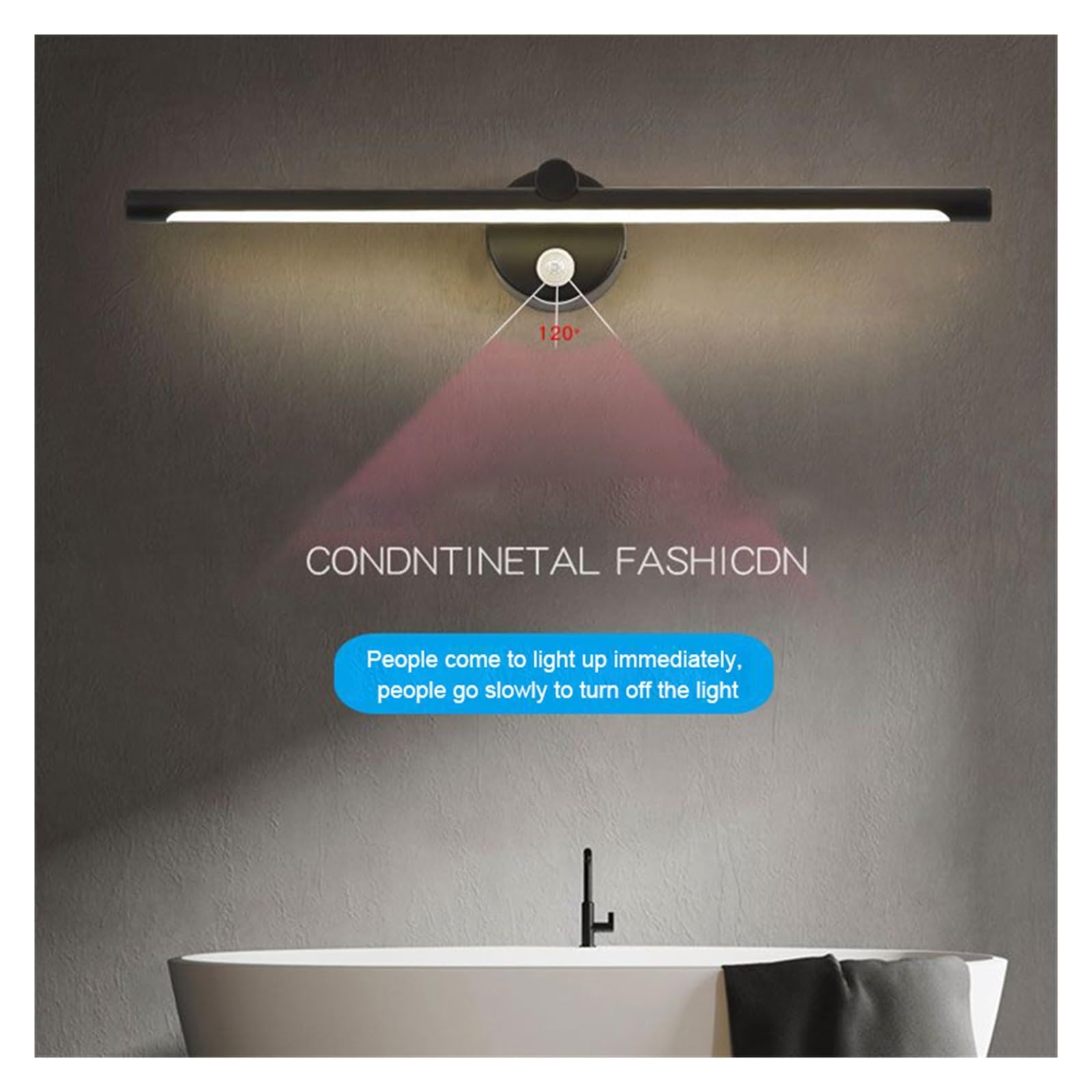 Luz de espejo Lámpara pared LED con interruptor Sensor movimiento atenuación táctil baño 40 cm 55 AC85-265V Iluminación interior IluminacióN Estable