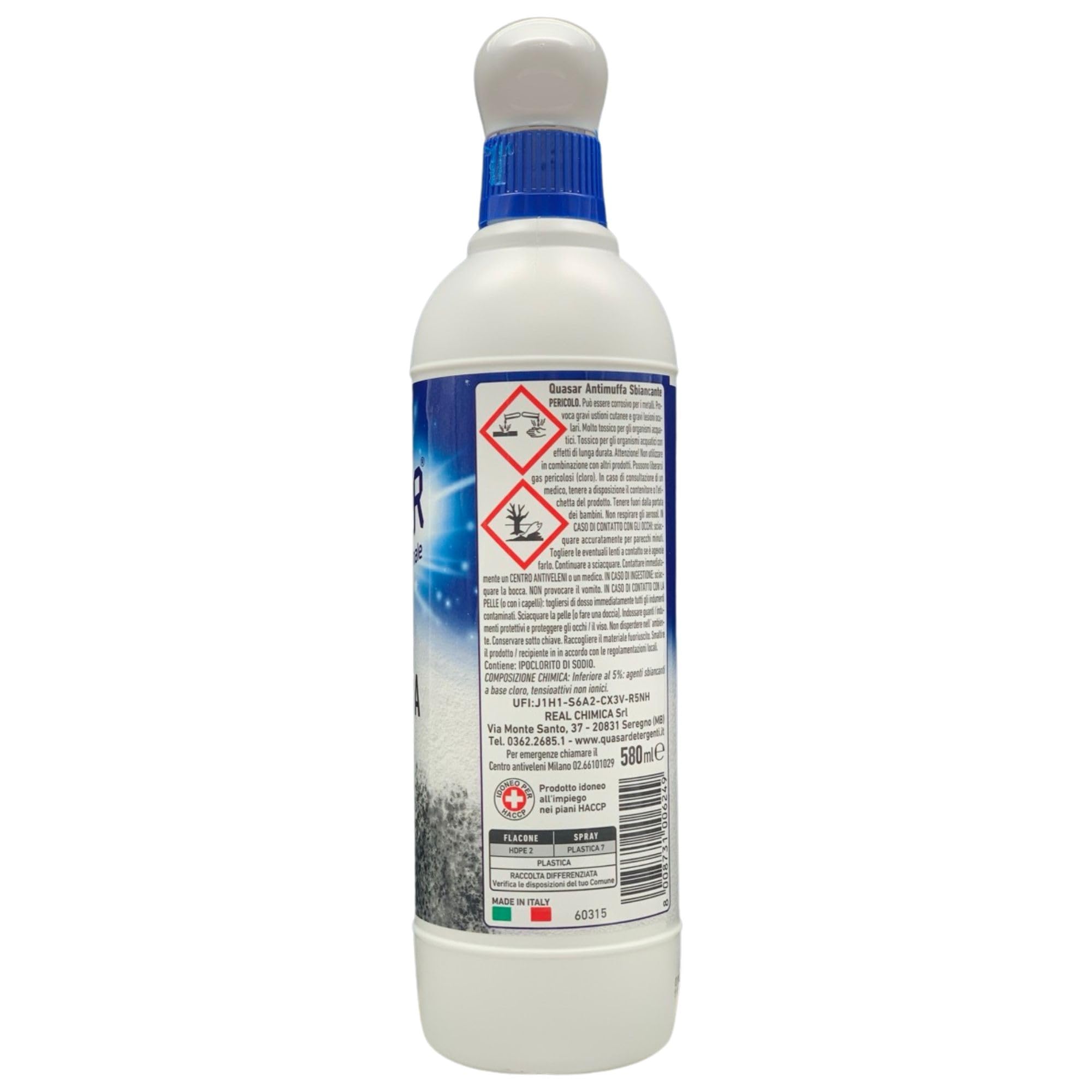 SET PULIZIA: Quasar Detergente Spray ANTIMUFFA Sbiancante, Extrapotente e Igienizzante 580ml + 1 Confezione Spugna Magica + 100pz Guanti HDPE Monouso (3 Spray + 1 Spugna + Guanti)