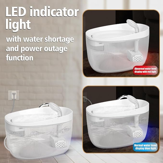 Fuente de Agua para Gatos 2.2L Automática con Filtro Triple y Bomba Silenciosa miniatura 6