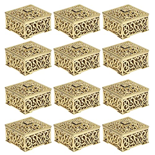 12pcs Boite à Dragées, Boîtes à Bonbons Bonbonnières Coffret Cadeau pour Mariage, Anniversaire, Bapteme, Fête, Noël, 5.7x5.7x3cm
