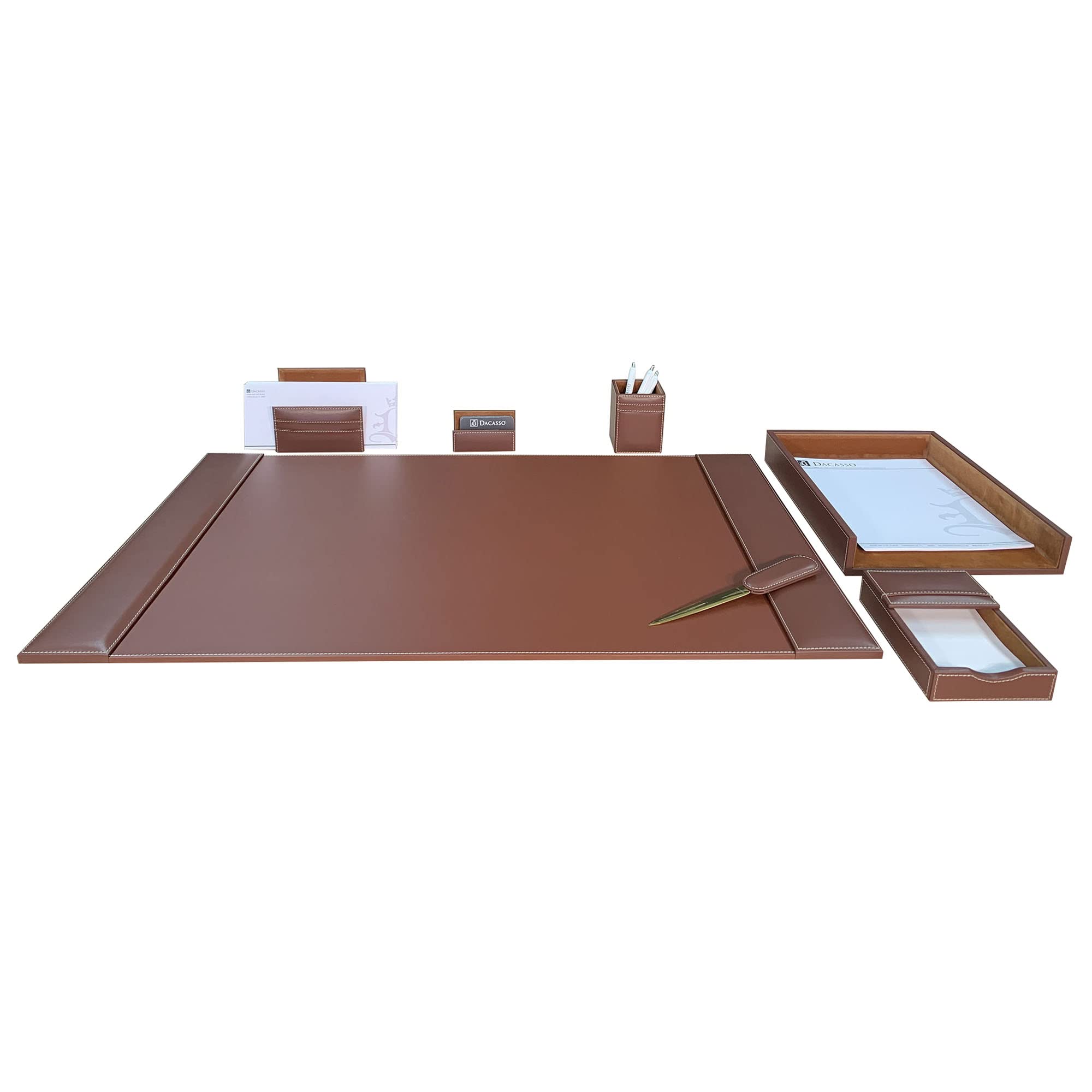Amazon.com: Dacasso Rustic Brown Leather Desk Set, 7-Piece (D3204