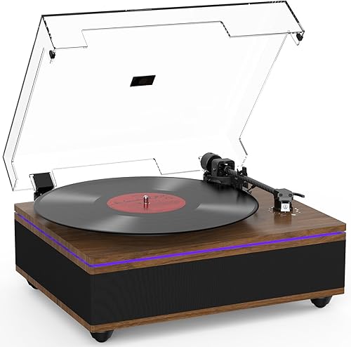 Tocadiscos de vinilo con altavoces estéreo incorporados, tocadiscos Bluetooth de transmisión por correa, tocadiscos de alta fidelidad para discos de