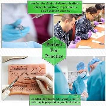 HTI 12/PK Training Suture Thread Teaching Individual Package Nylon Suturing Thread Set with Curved Needle (2/0)