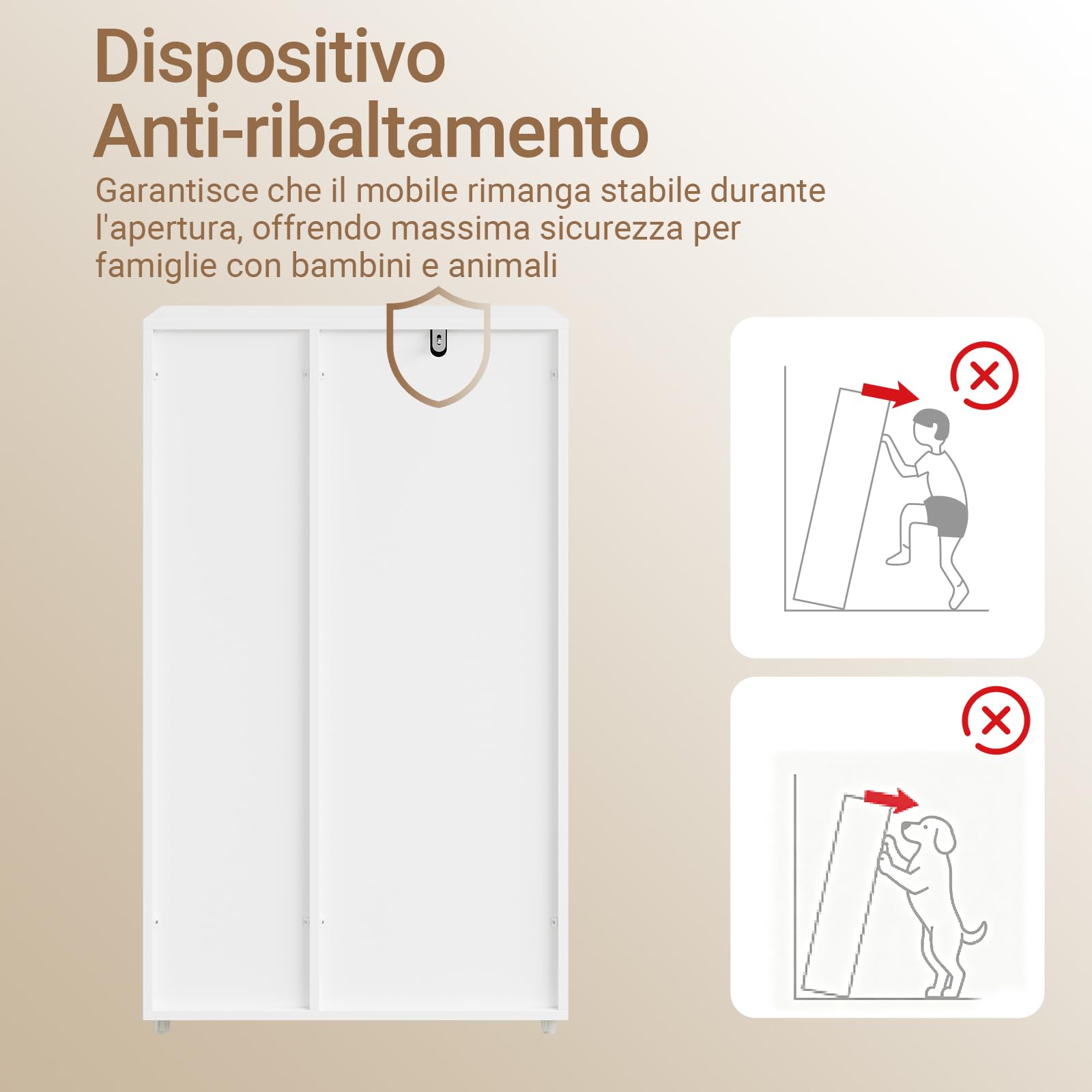 SoBuy Mobiletto Bagno Salvaspazio con Cesto Portabiancheria - Mobile Lavanderia Bianco Armadietto Bagno Stretto con 2 Cassetti in Tessuto Mobile Salvaspazio 50x30x105 cm BZR218-W