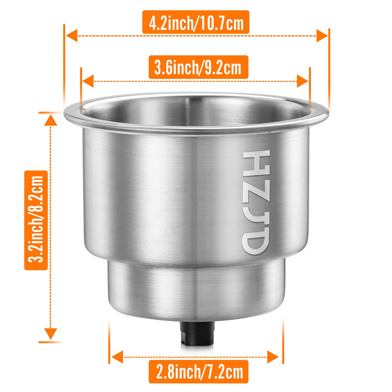 Stainless Steel Cup Drink Holder With Drain For Marine Boat RV Camper