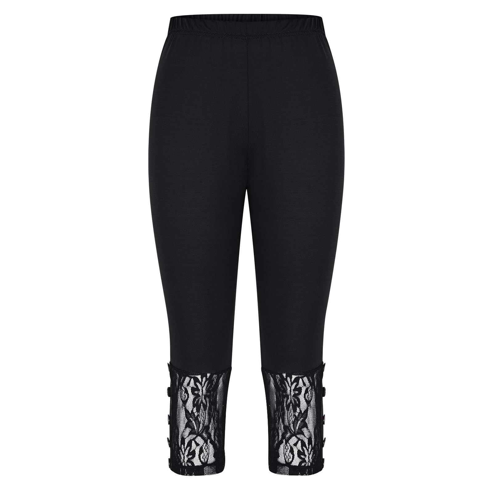 EMATOP Sexy Spitze Leggings Damen 3/4 Sport Caprihose High Waist Kurze Sporthose Blickdicht Elegant Capri Hose Baumwolle Leicht Jogginghose Bequem Einfarbig Yogahose Casual Sportleggins
