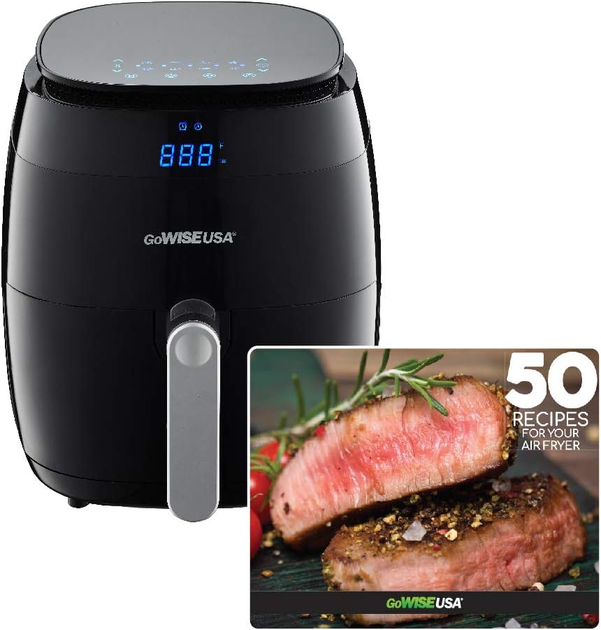 GoWISE USA 5.0Quart 1500Watt Digital Air Fryer with 8