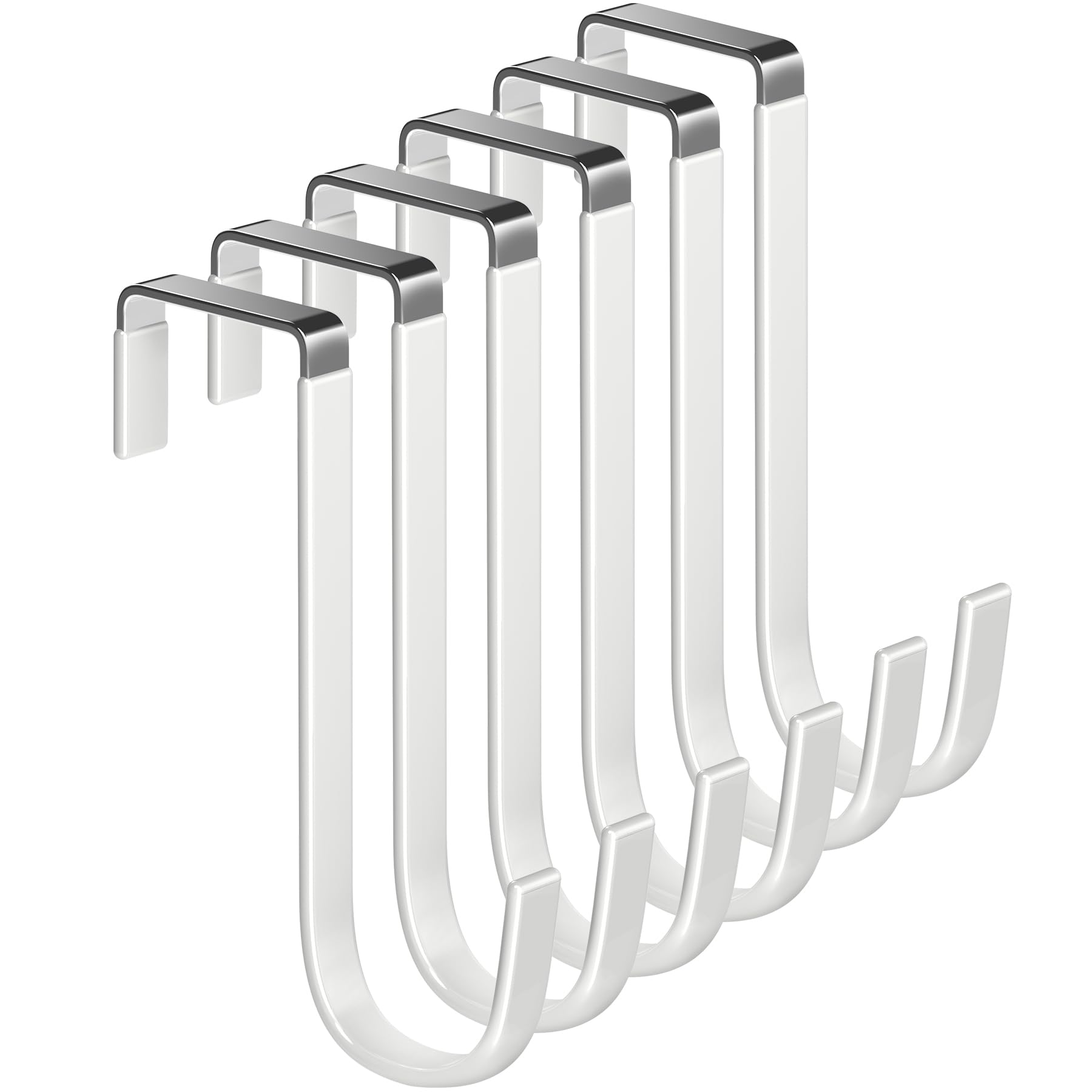 Mars-Rock Over the Door Metal Hooks with Plastic Coating 5.5" Fit 0.5" to 1 3/8" Door 6 Pcs Heavy Duty Single Towel Robe Rack Wreath Bathroom Shower