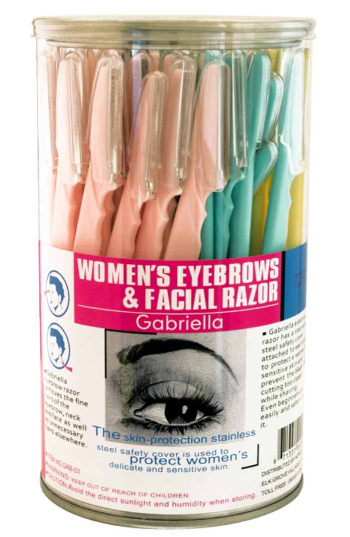 72pc GABRIELLA EYEBROW RAZOR LONG 72 CT JAR