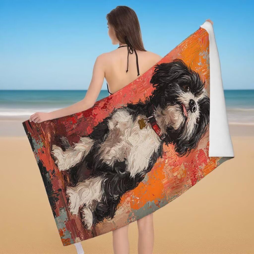 Telo Mare XXL 100x200cm/35x70cm, 2 Set Telo Mare Microfibra Cane Asciugamano Palestra Uomo, Antisabbia, Leggero, Asciugatura Rapida, Teli da Spiaggia Grandi Accessori per Camping Natation Yoga D-64