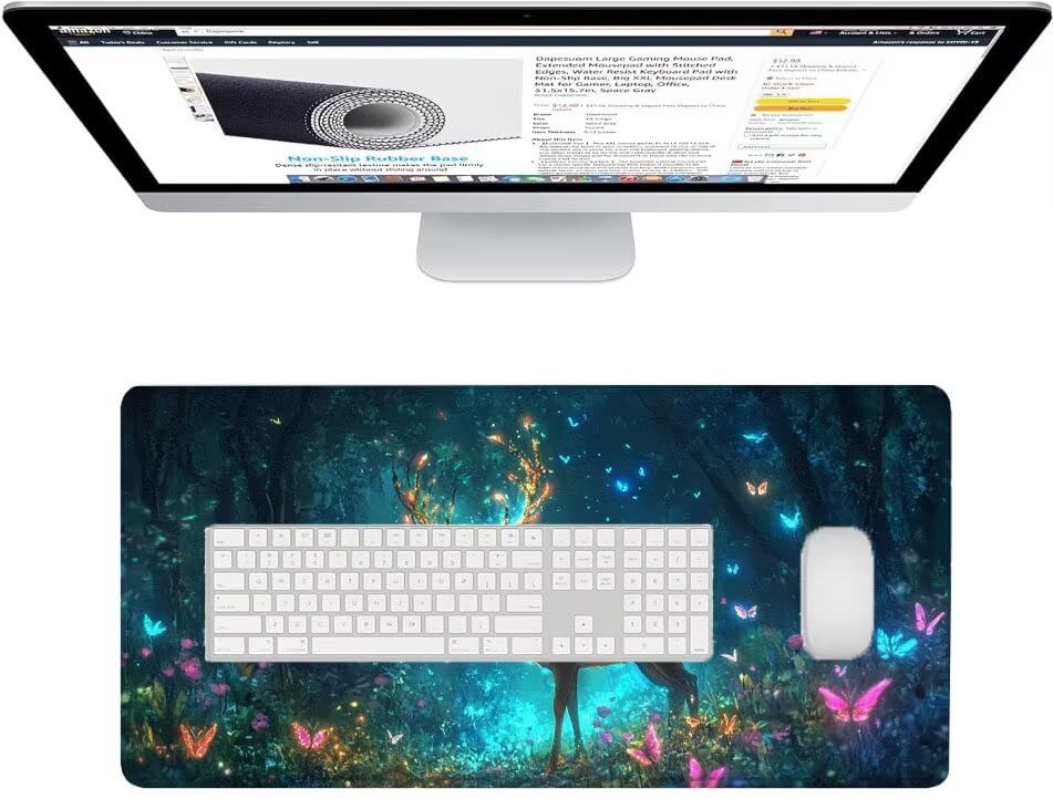 Mouse pad XXL imperméable avec bords cousus et cerf - 3