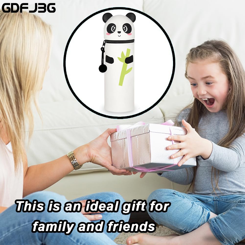 GDFJBG Kawaii - Astuccio 2 in 1 in Morbido Silicone, Astuccio Scuola a Forma di Koala, Portapenne da Tavolo, con Cerniera, in Silicone, Astuccio Penne Pastelli Pennarelli (Panda 1)