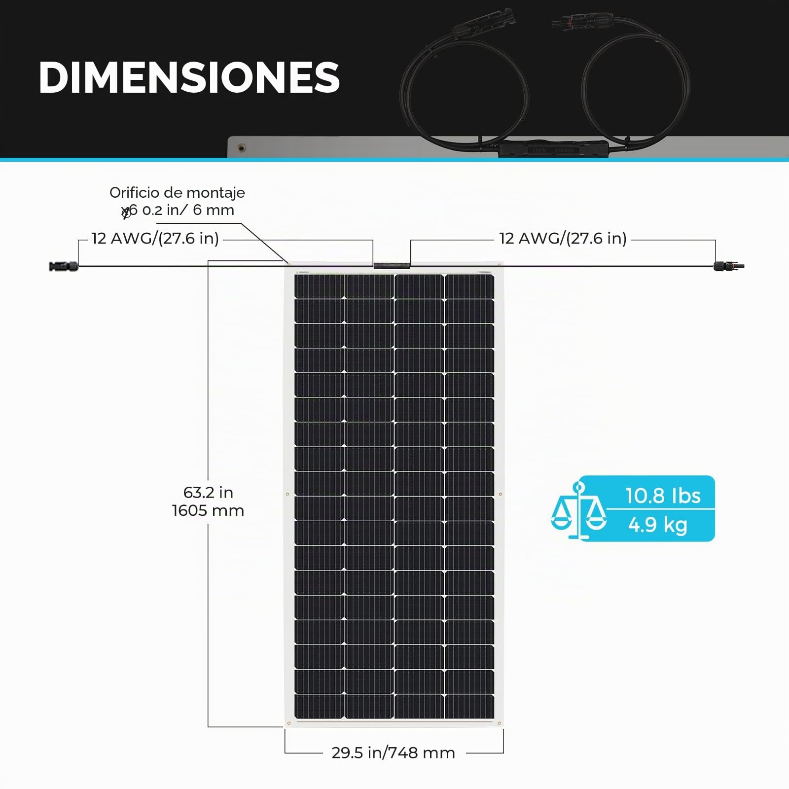 Renogy 200 W 12 V Panel solar flexible Módulo solar monocristalino de silicio Célula solar fotovoltaica Fuera de la red para baterías de 12 V Autocaravanas Camping Caravanas Barcos