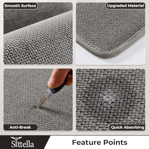 Image of SITTELLA Handwoven Jute Mat for Floor, Anti Skid Jute Rug for Living Room, Bathroom & Kitchen, Water Absorbent Kitchen Runner & Floor Mat|40 x 60 cm (Pack of 2)|Grey