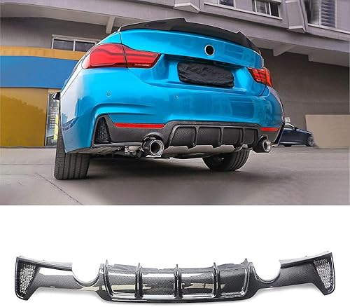 NINTE Difusor trasero para BMW Serie 4 F32 F33 F36 2014-2020 | M Performance ABS Revestimiento de fibra de carbono Balón de parachoques inferior